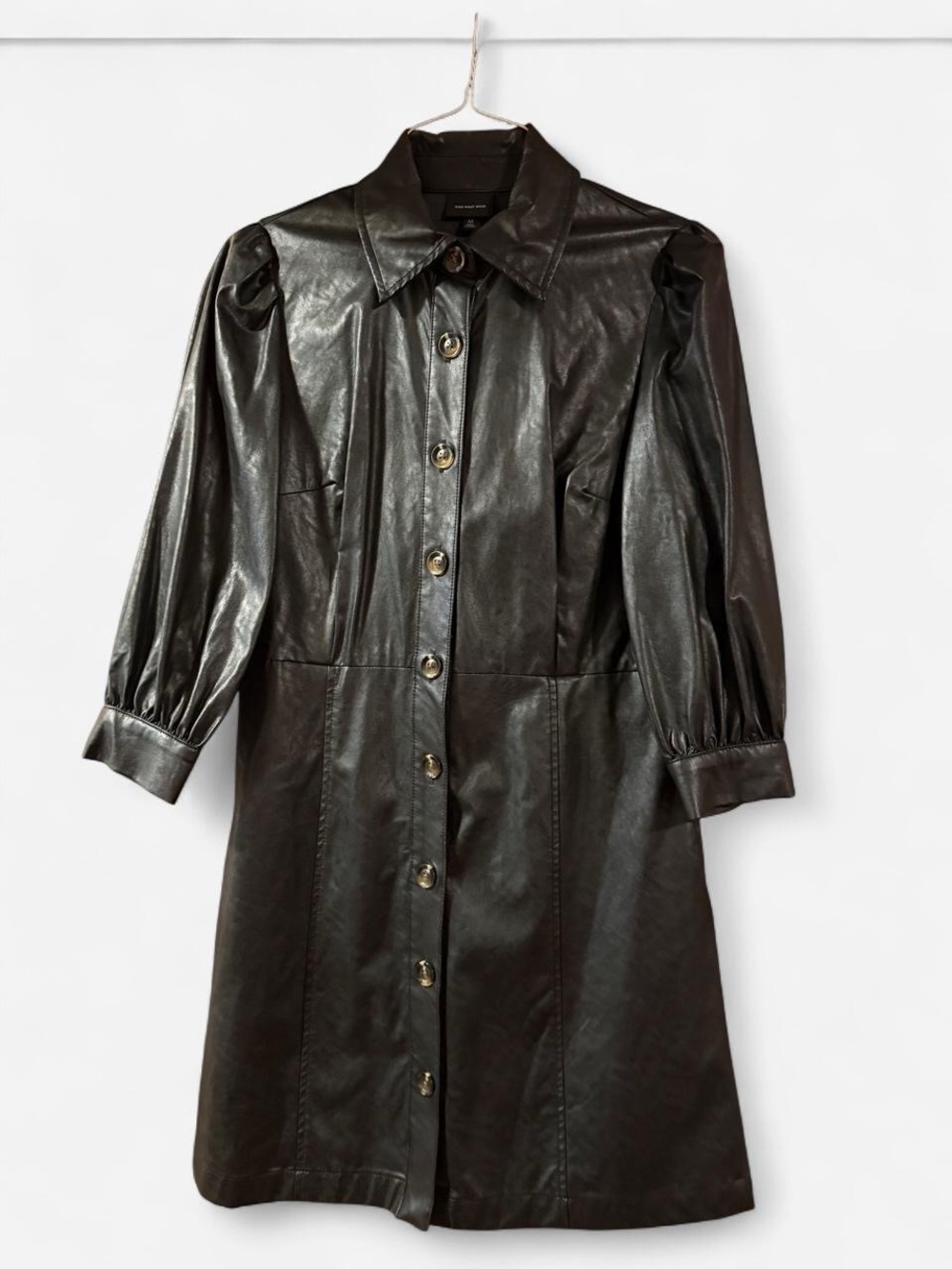Who What Wear Black Faux Leather Button Dress sz: M
